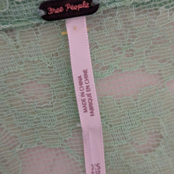 Free People Top Melona Green Out West Lace Button Up Blouse Size XS NWT Oversize - Picture 13 of 16